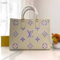 Louis Vuitton Women OnTheGo MM Tote Latte Bubble Tea Purple Embossed Grained Cowhide Leather (13)