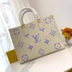 Louis Vuitton Women OnTheGo MM Tote Purple Embossed Grained Cowhide Leather M23937 - Bild 3