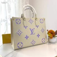 Louis Vuitton Women OnTheGo MM Tote Latte Bubble Tea Purple Embossed Grained Cowhide Leather (13)