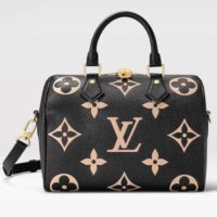 Louis Vuitton Women Speedy Bandoulière 25 Black Embossed Grained Cowhide M58947 (2)