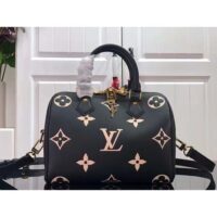 Louis Vuitton Women Speedy Bandoulière 25 Black Embossed Grained Cowhide M58947 (2)