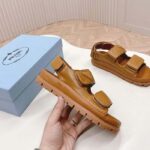 Prada Women Padded Nappa Leather Sandals Metal Lettering Logo Lug Tread - Image 7
