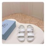 Prada Women Patent Leather Sandals Metal Lettering Logo Lug Tread - Image 4