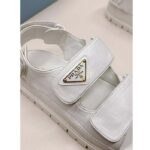 Prada Women Patent Leather Sandals Metal Lettering Logo Lug Tread - Image 9