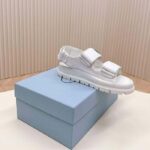 Prada Women Patent Leather Sandals Metal Lettering Logo Lug Tread - Image 2