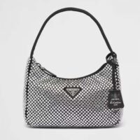 Prada Women Satin Mini-Bag Crystals Silk Satin Lining Silver