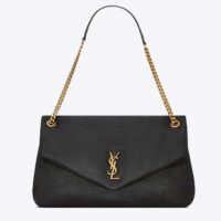 Saint Laurent YSL Women Calypso Large Grained Lambskin Black Brass (5)