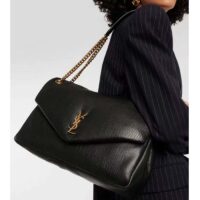 Saint Laurent YSL Women Calypso Large Grained Lambskin Black Brass (5)