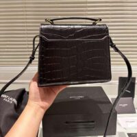 Saint Laurent YSL Women Cassandra Mini Top Handle Bag Crocodile Shiny Leather (2)