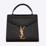 Saint Laurent YSL Femme Cassandra Mini Sac à Main Top Handle Crocodile Cuir Brillant
