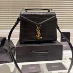 Saint Laurent YSL Women Cassandra Mini Top Handle Bag Crocodile Shiny Leather – Image 2