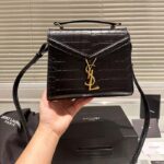 Saint Laurent YSL Women Cassandra Mini Top Handle Bag Crocodile Shiny Leather – Image 4