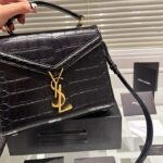 Saint Laurent YSL Women Cassandra Mini Top Handle Bag Crocodile Shiny Leather – Image 3