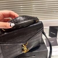 Saint Laurent YSL Women Cassandra Mini Top Handle Bag Crocodile Shiny Leather (2)