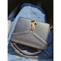 Saint Laurent YSL Women Cassandra Mini Top Handle Bag Grained Black Leather (3)