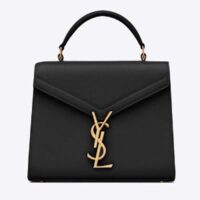 Saint Laurent YSL Women Cassandra Mini Top Handle Bag Grained Black Leather (3)