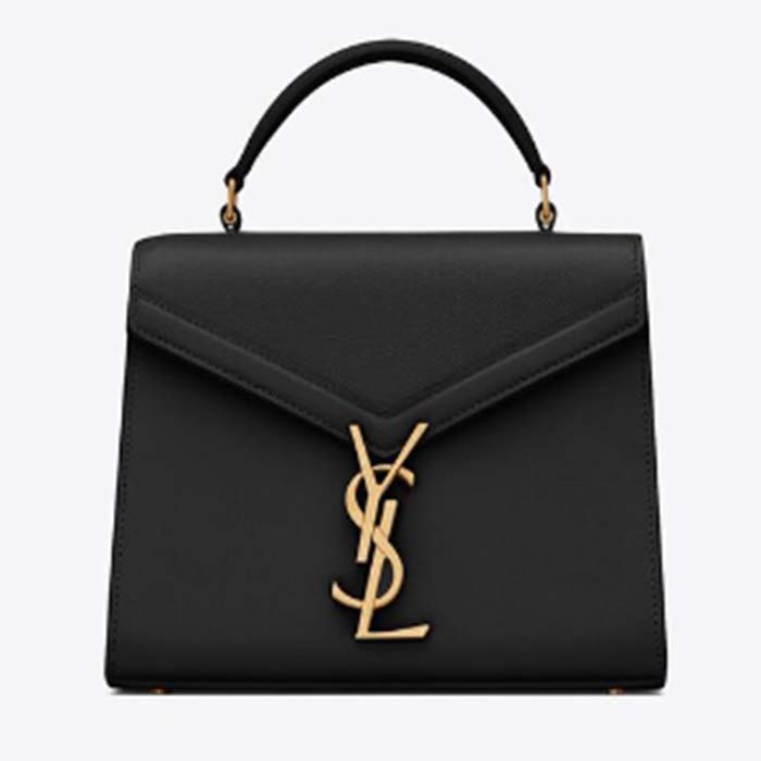 Saint Laurent YSL Women Cassandra Mini Top Handle Bag Grained Black Leather