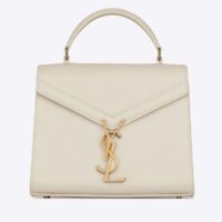 Saint Laurent YSL Women Cassandra Mini Top Handle Bag Grained White Leather (1)