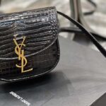Saint Laurent YSL Women Kaia Small Satchel Shiny Crocodile-Embossed Leather - Image 8
