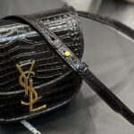 Saint Laurent YSL Women Kaia Small Satchel Shiny Crocodile-Embossed Leather - Image 9