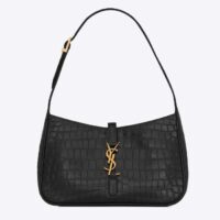 Saint Laurent YSL Women LE 5 À 7 Crocodile-Embossed Shiny Leather Calfskin (9)