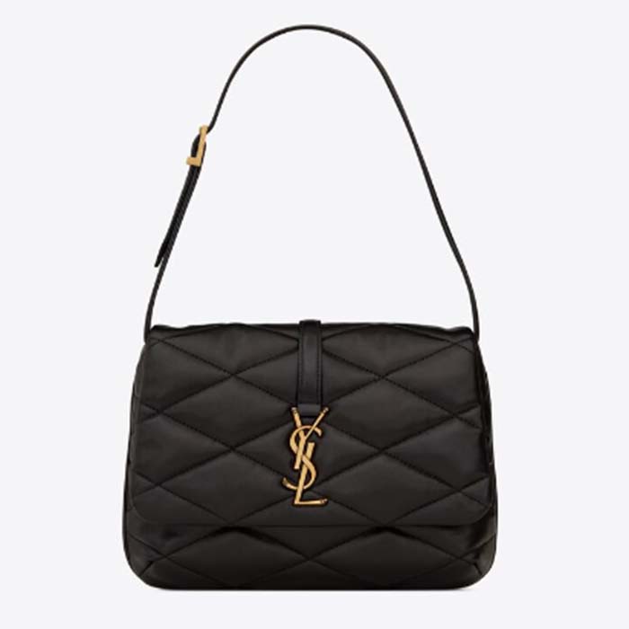 Saint Laurent YSL Women LE 57 Hobo Bag Quilted Lambskin Black