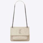 Saint Laurent YSL Donna Niki Baby Pelle Vintage Beige Vitello Ottone