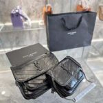 Saint Laurent YSL Women Niki Baby Vintage Leather Black Calfskin Brass - immagine 7