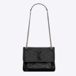 Saint Laurent YSL Donna Niki Baby Pelle Vintage Nero Vitello Ottone
