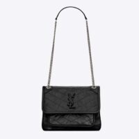 Saint Laurent YSL Women Niki Baby Vintage Leather Black Calfskin Brass (7)