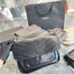 Saint Laurent YSL Women Niki Medium Vintage Leather Black Calfskin Brass - Image 3