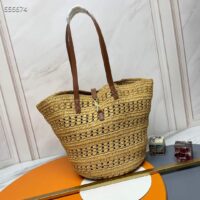 Saint Laurent YSL Women Panier Medium Bag Raffia Sandy (5)