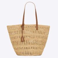 Saint Laurent YSL Women Panier Medium Bag Raffia Sandy (5)