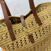 Saint Laurent YSL Women Panier Medium Bag Raffia Sandy (5)