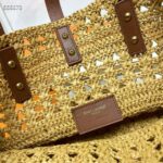 Saint Laurent YSL Women Panier Small Bag Raffia Sandy - Imagen 10