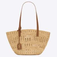 Saint Laurent YSL Women Panier Small Bag Raffia Sandy (2)