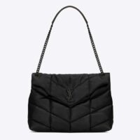 Saint Laurent YSL Women Puffer Medium Nappa Leather Black Lambskin Metal