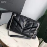 Saint Laurent YSL Women Puffer Medium Nappa Leather Black Lambskin Silver Metal - Image 4