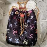 Chanel CC Unisex Backpack Printed Fabric Gold-Tone Metal Black Multicolor - immagine 2