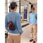 Chanel CC Unisex Backpack Printed Fabric Gold-Tone Metal Black Multicolor - immagine 17