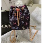 Chanel CC Unisex Backpack Printed Fabric Gold-Tone Metal Black Multicolor - immagine 6