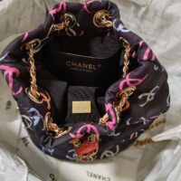 Chanel CC Unisex Backpack Printed Fabric Gold-Tone Metal Black Multicolor (6)