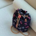 Chanel CC Unisex Backpack Printed Fabric Gold-Tone Metal Black Multicolor - immagine 12