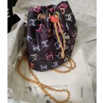 Chanel CC Unisex Backpack Printed Fabric Gold-Tone Metal Black Multicolor - immagine 8