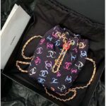 Chanel CC Unisex Backpack Printed Fabric Gold-Tone Metal Black Multicolor - immagine 13