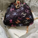 Chanel CC Unisex Backpack Printed Fabric Gold-Tone Metal Black Multicolor - immagine 7