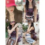 Chanel CC Unisex Backpack Printed Fabric Gold-Tone Metal Black Multicolor - immagine 16