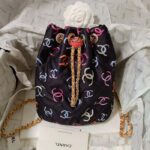 Chanel CC Unisex Backpack Printed Fabric Gold-Tone Metal Black Multicolor - immagine 5