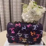 Chanel CC Women Classic 11.12 Handbag Printed Fabric Black Multicolor - immagine 2