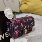 Chanel CC Women Classic 11.12 Handbag Printed Fabric Black Multicolor - immagine 10